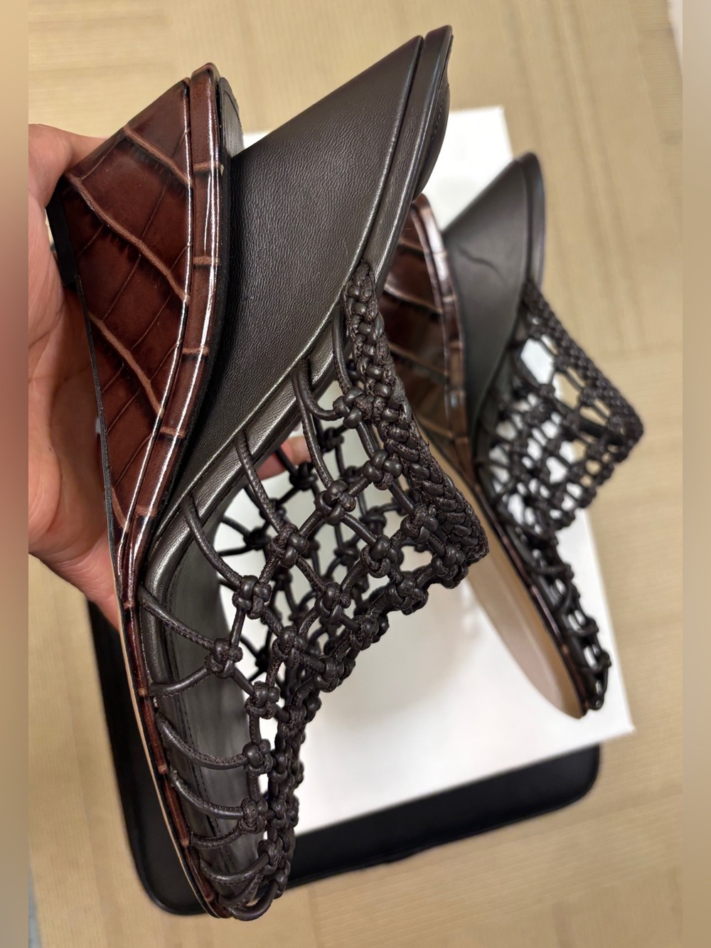 Jacquemus Dark Brown Les Doubles Tresses Slide Mules - Picture 3 of 5